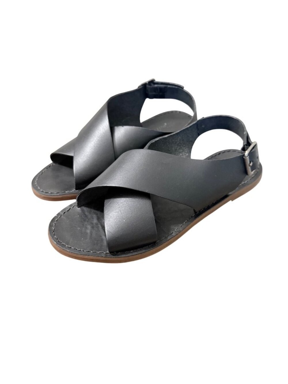 Madewell Black Criss Cross Leather Sandals Womens Size 5
